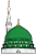 Illustration of Madinah green dome with minaret on white background