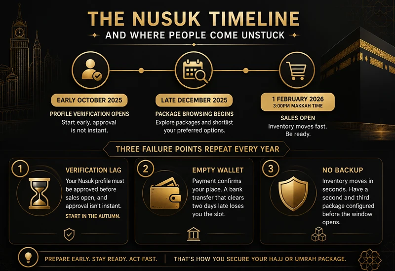The Nusuk timeline and where people come unstuck