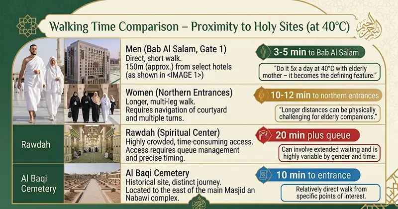 Walking times differ significantly – men 3-5 min