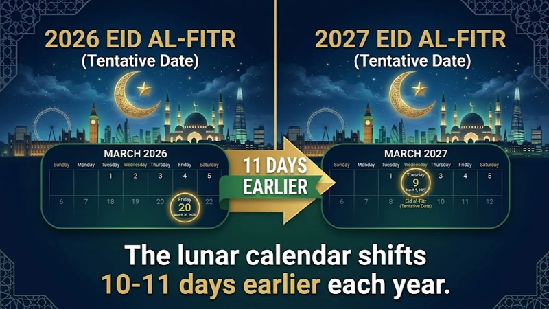 At a Glance Eid al Fitr 2026 vs 2027